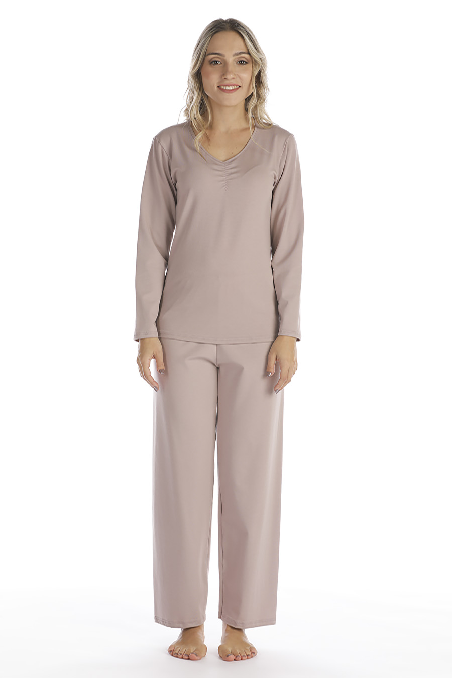 Pigiama in cotone modal con scollo a V - immagine 2