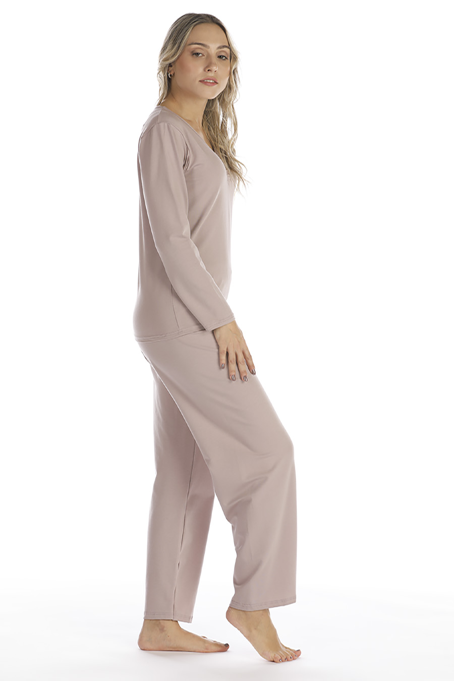 Pigiama in cotone modal con scollo a V - immagine 3